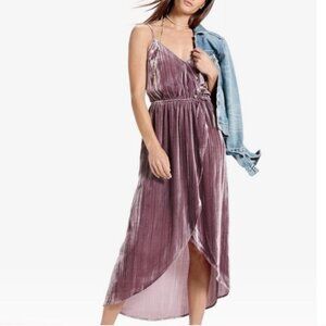 NWT Lucky Brand Velvet High-Low Maxi Ribbed Faux Wrap Dress (Size Small)